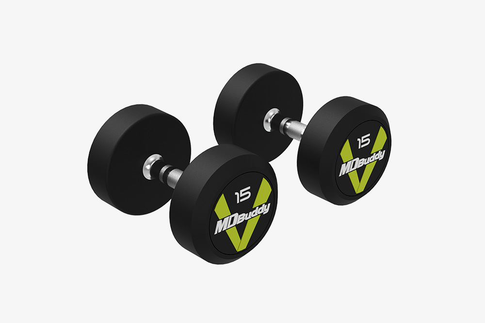 Rubber Coated Dumbbells - 45kg Colorful PVC Label - Black+Chromed