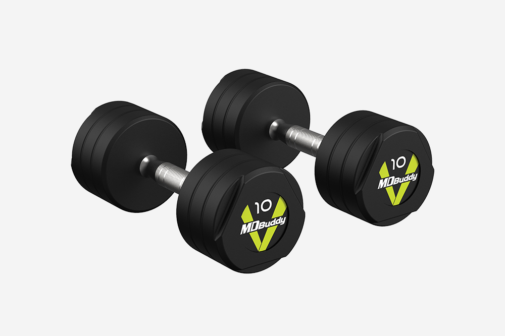 Rubber Coated Studio Dumbbells - 1kg - Black+Chromed