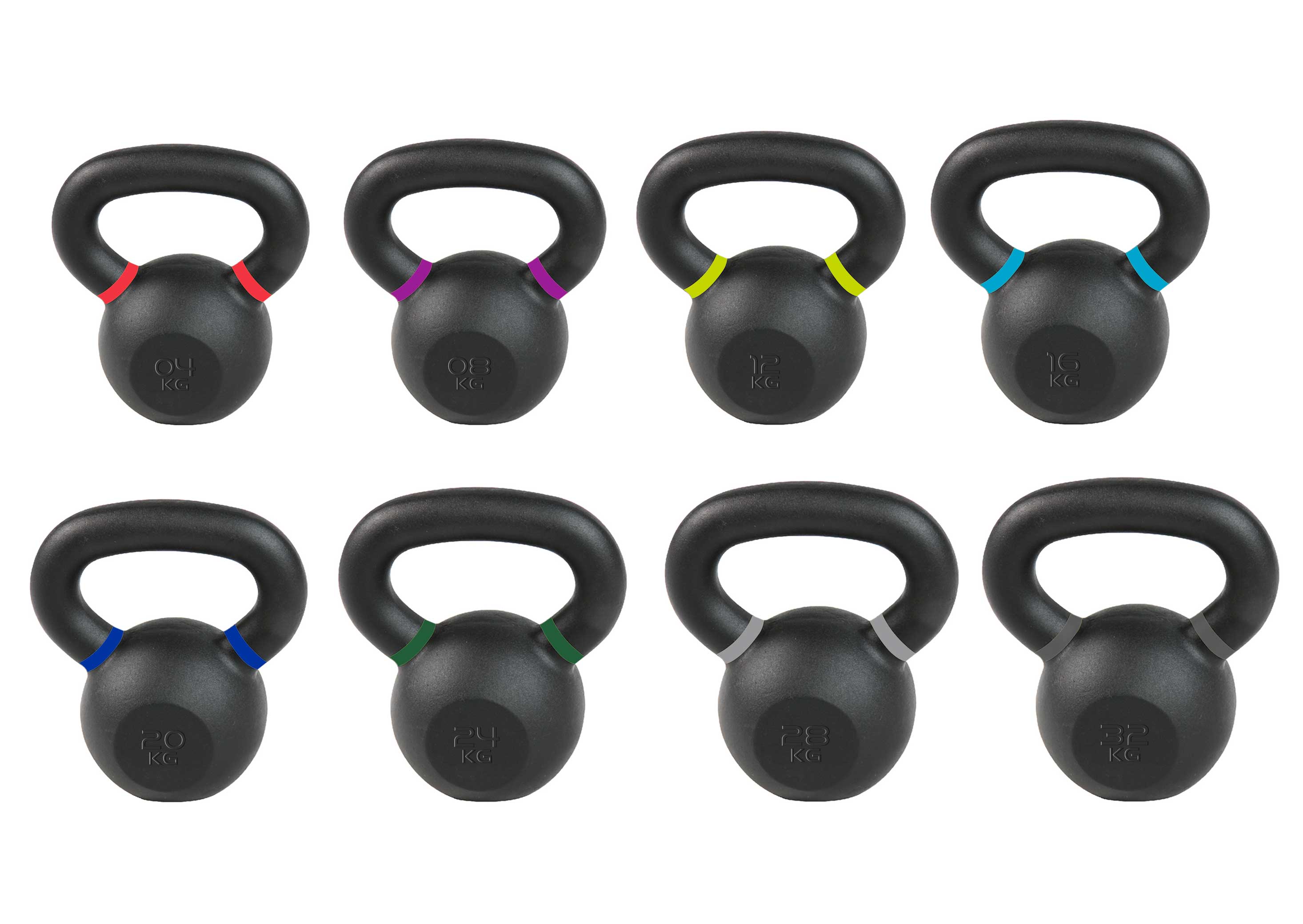 Cast Iron Kettlebell with Color Rings - 8KG - Black+Purple