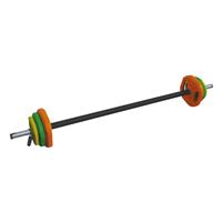 Rubber Pump Set - 20kg 1set including: 1.25kg*2pcs, 2.5kg*2pcs, 5kg*2pcs, 30*1400mm chromed bar: 1pc(with black foam), spring collar: 2pcs - Yellow+Green+Orange+Chromed+Black