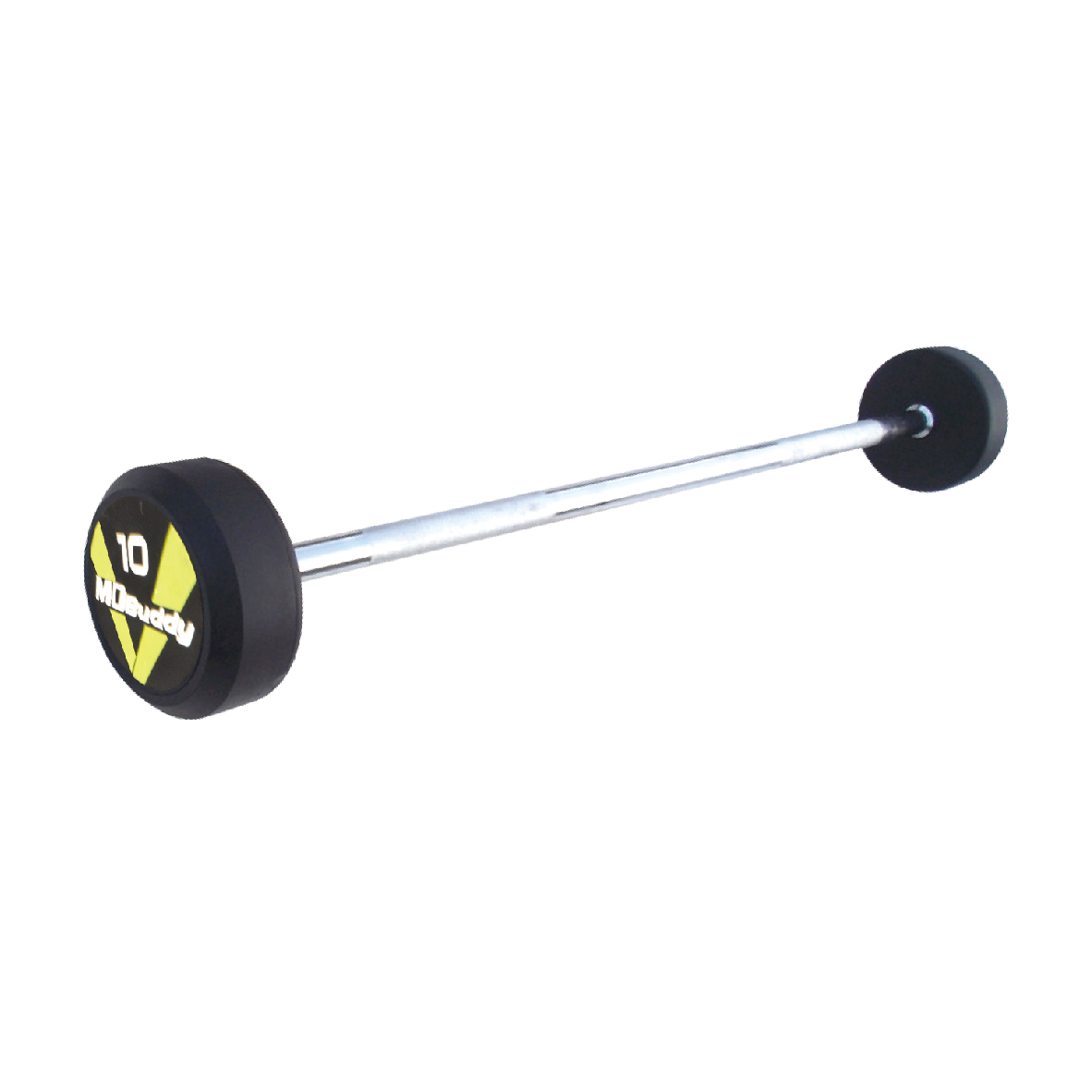 Rubber Coated Barbell - 10kg - Black+Chromed