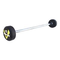 Rubber Coated Barbell - 35kg - Black+Chromed