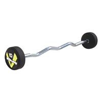 Rubber Coated Barbell - 15kg - Black+Chromed