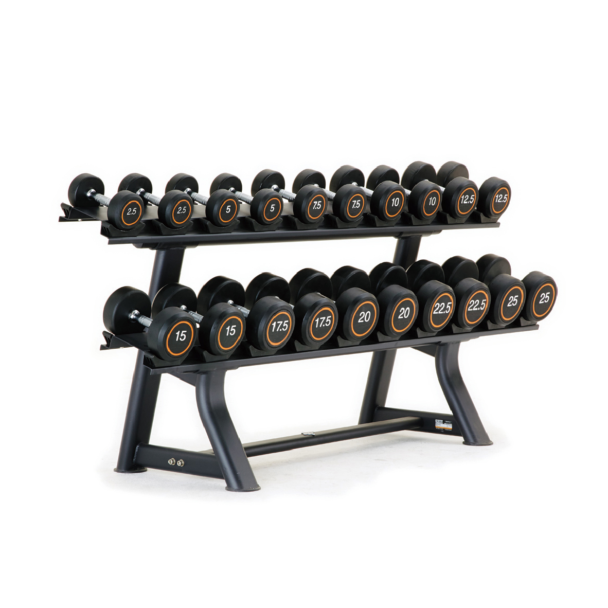 10 Pairs Dumbbell Rack - Assembly Size: 2140mm(L)×660mm(W)×795mm(H), Main Tube: PT100mm(L)×50mm(W)×2.5mm(T) - Black Matte